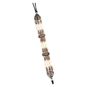 Buffalo Bone Choker Beaded Silver Brown Tribal Native American Necklace